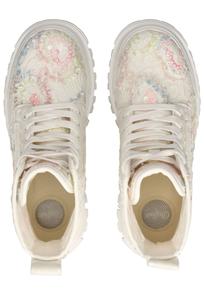 Buffalo Stiefelette Lederimitat Weiß/Rosa