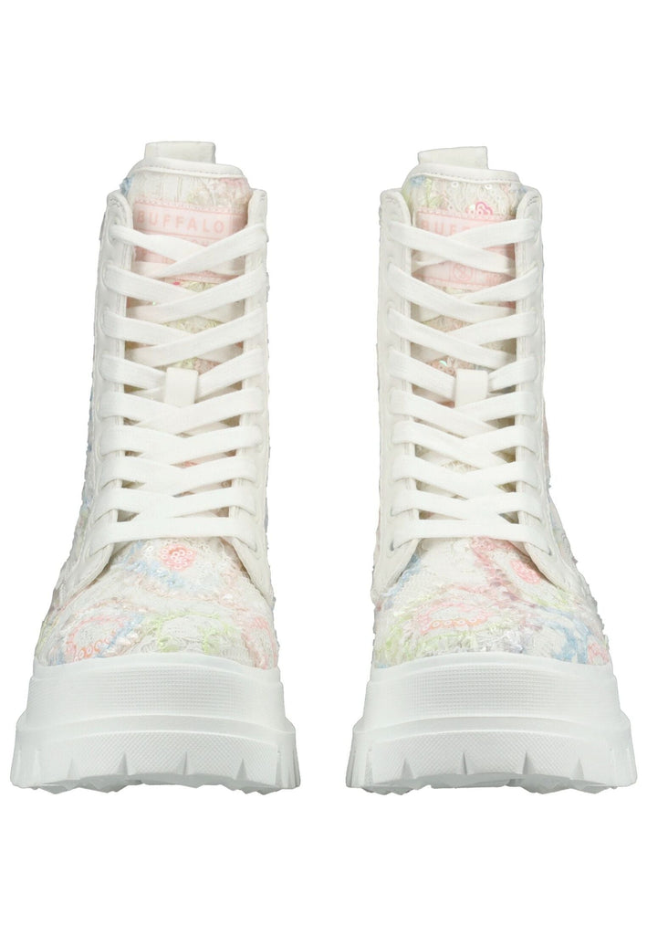 Buffalo Stiefelette Lederimitat Weiß/Rosa