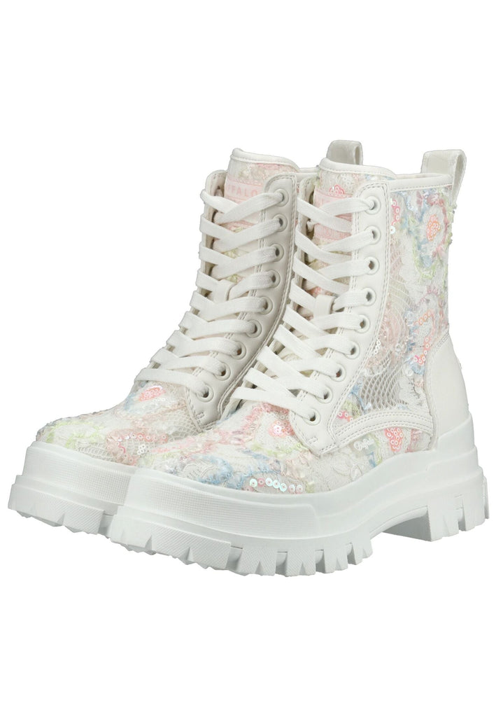 Buffalo Stiefelette Lederimitat Weiß/Rosa