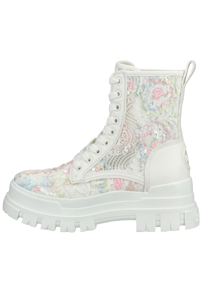 Buffalo Stiefelette Lederimitat Weiß/Rosa