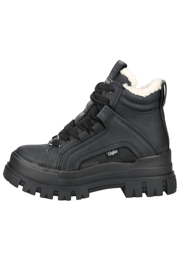 Stiefeletten Buffalo Stiefelette Lederimitat Schwarz Warmfutter