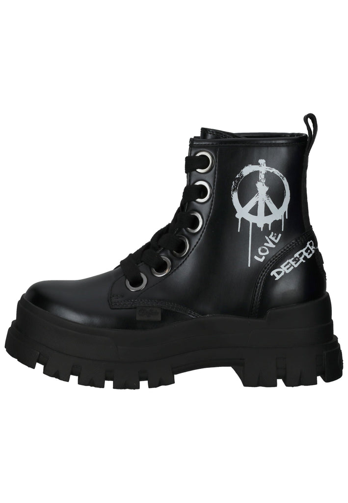 Stiefeletten Buffalo Stiefelette Lederimitat Schwarz/Weiß