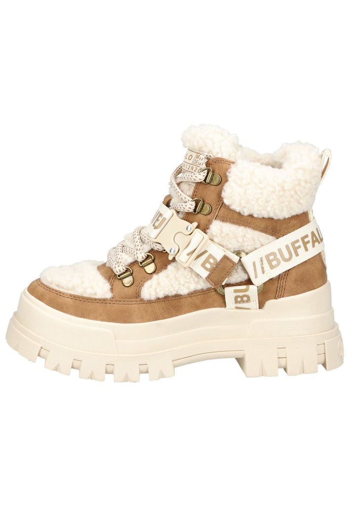 Stiefeletten Buffalo Stiefelette Lederimitat/Textil Beige Warmfutter