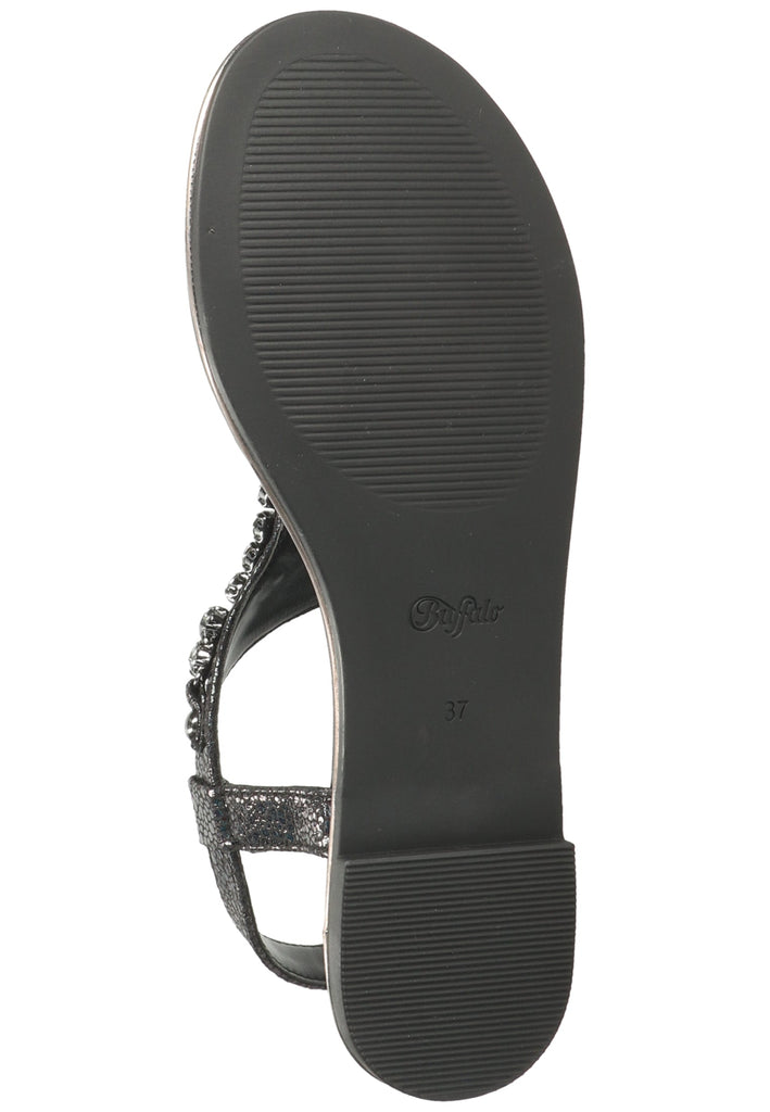 Buffalo Zehensteg Lederimitat Schwarz