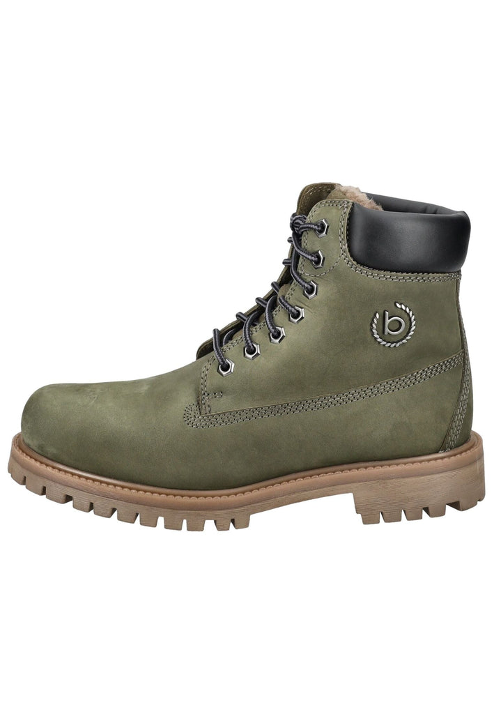 Stiefeletten Bugatti Stiefelette Leder Grün/Schwarz Warmfutter