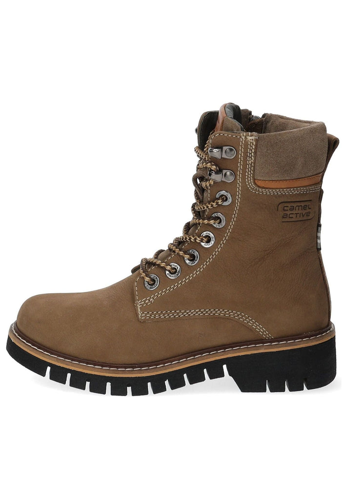 Stiefeletten camel active Stiefelette Leder/Textil Khaki Warmfutter