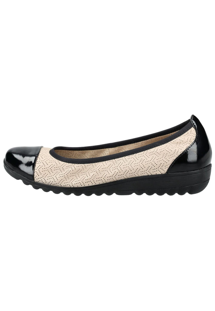 Caprice Ballerinas Leder Beige/Schwarz