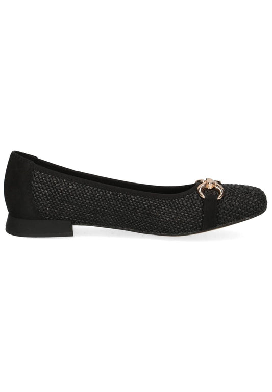 Caprice Ballerinas Leder/Textil Schwarz/Gold