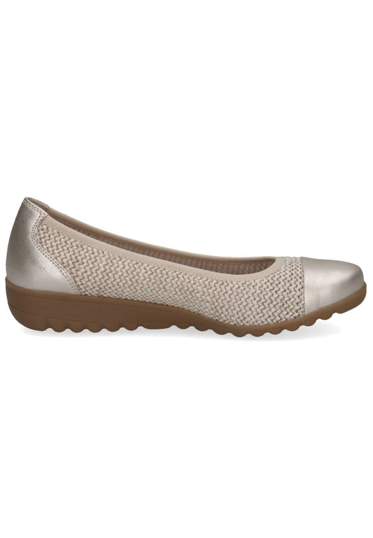 Caprice Ballerinas Leder/Textil Weiß/Gold