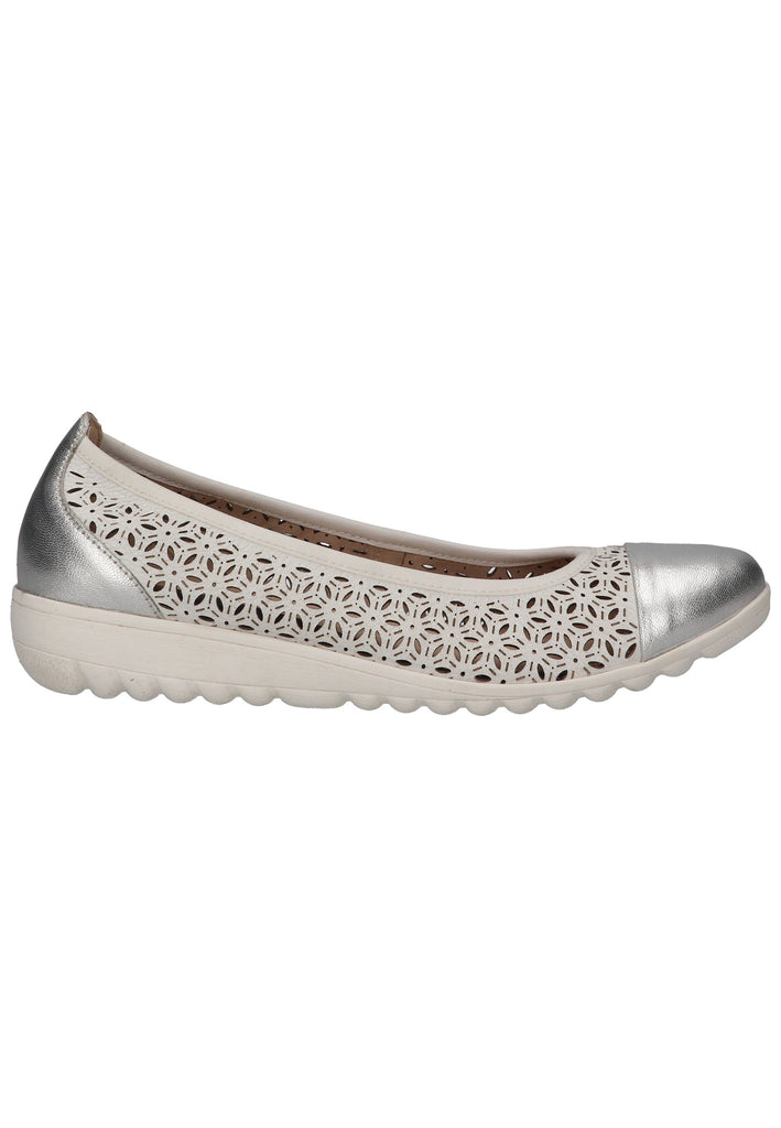 Caprice Ballerinas Leder Weiß/Silber