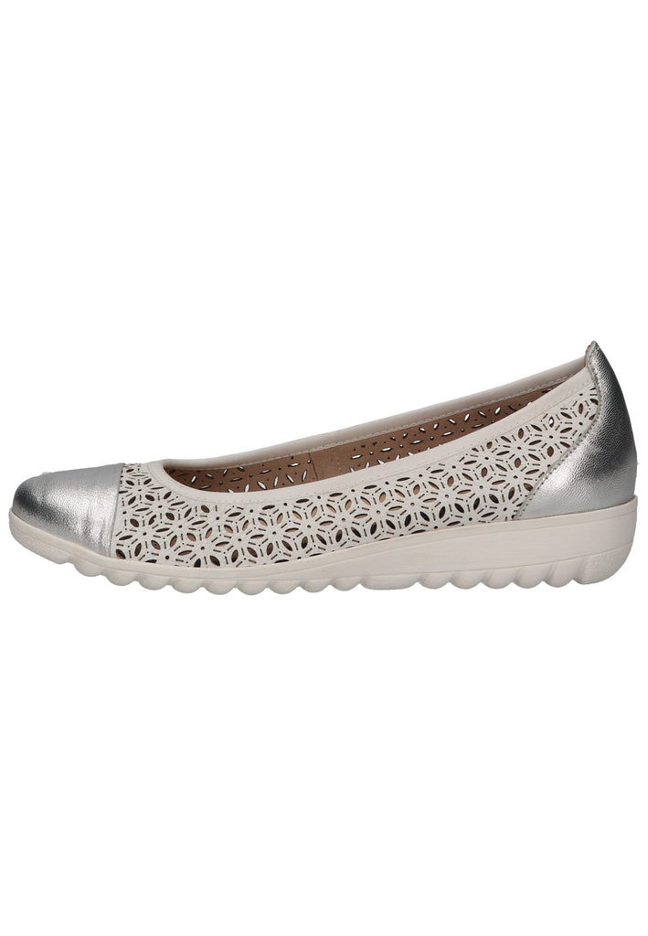 Caprice Ballerinas Leder Weiß/Silber