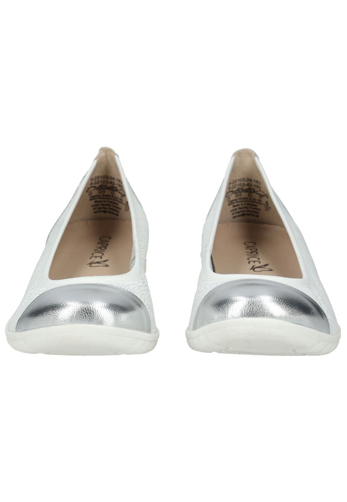 Caprice Ballerinas Leder Weiß/Silber