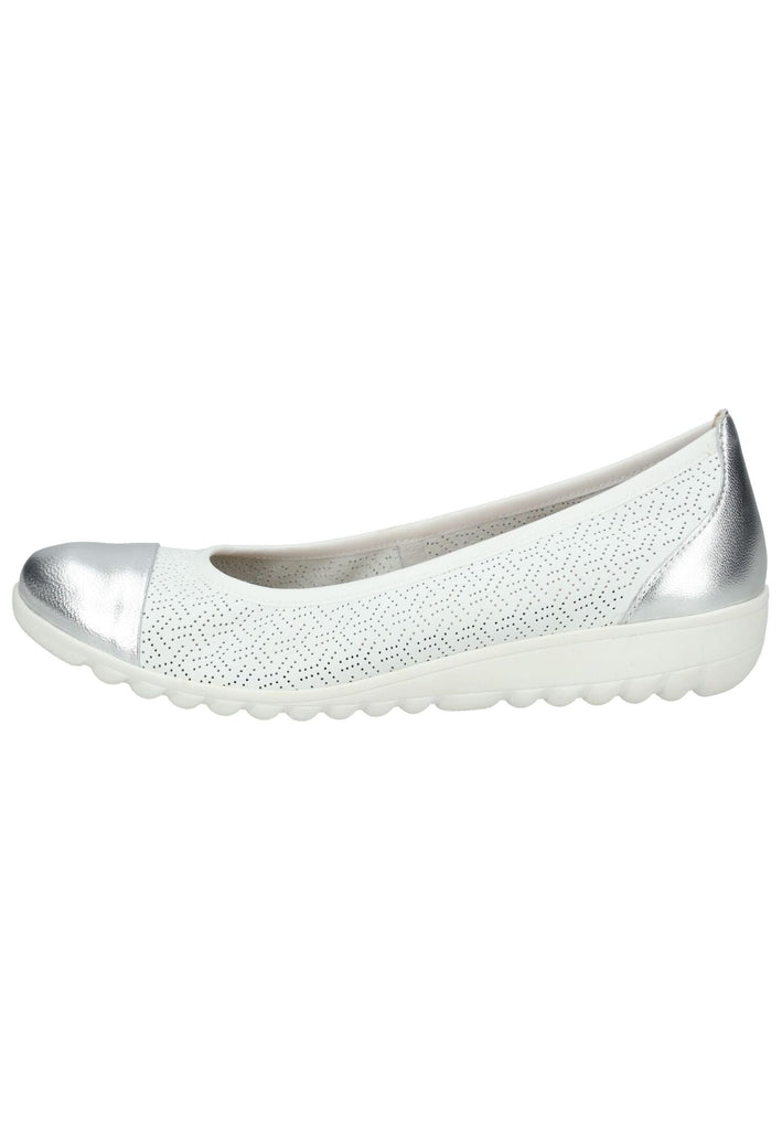 Caprice Ballerinas Leder Weiß/Silber