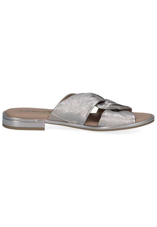 Caprice Pantoletten Leder Metallic Silver