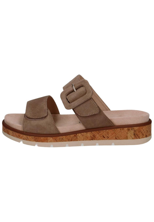 Caprice Pantoletten Veloursleder Taupe