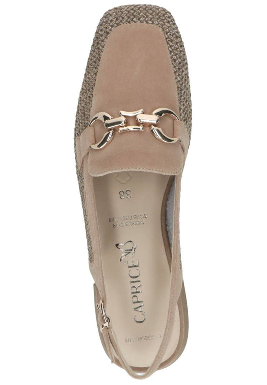Caprice Pumps Leder/Textil Braun/Silber