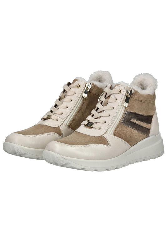 Caprice Sneaker Leder/Textil Weiß/Beige Warmfutter