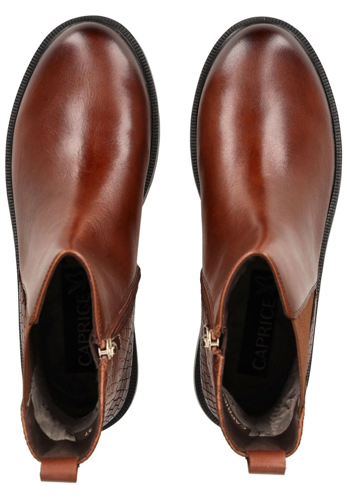 Caprice Stiefelette Leder/Textil Cognac Warmfutter