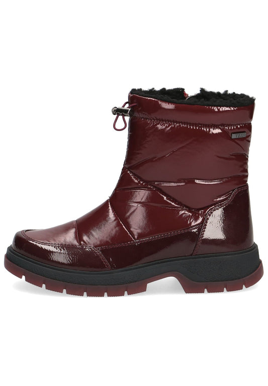 Caprice Stiefelette Lederimitat Bordeaux Warmfutter