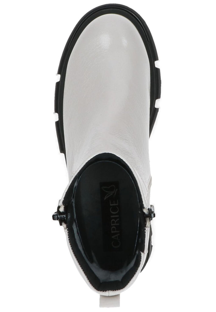 Caprice Stiefelette Nappaleder Weiß Lack Warmfutter