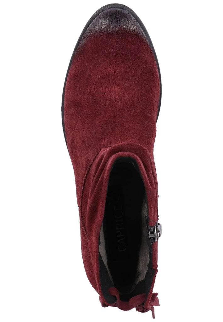 Caprice Stiefelette Veloursleder Bordeaux