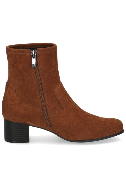 Caprice Stiefelette Veloursleder Cognac