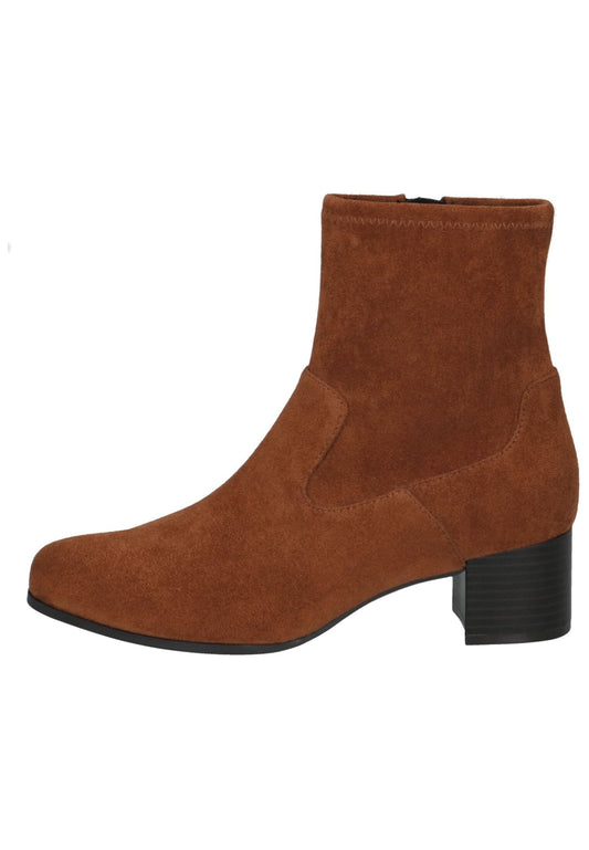 Caprice Stiefelette Veloursleder Cognac