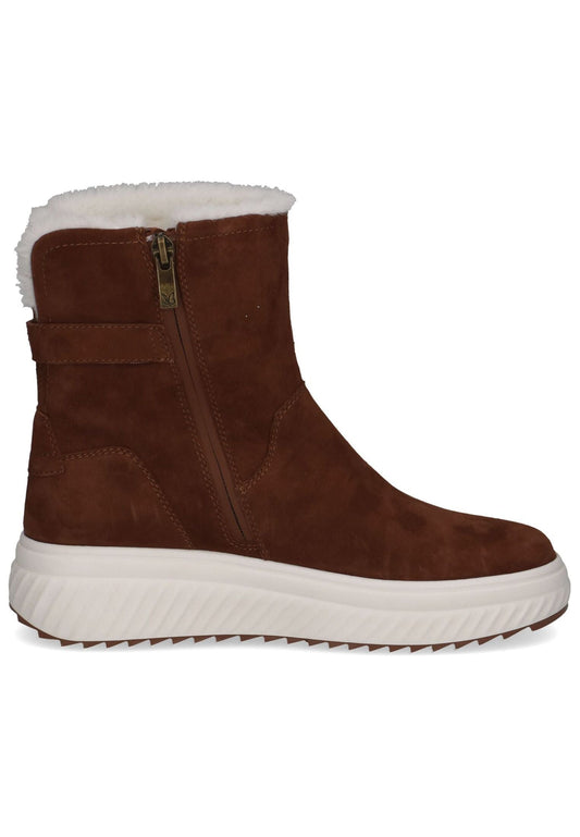 Caprice Stiefelette Veloursleder Cognac Warmfutter