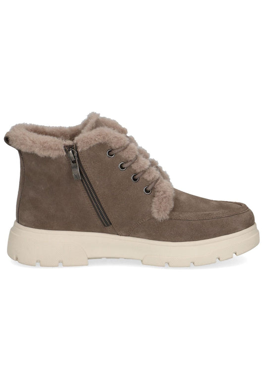 Caprice Stiefelette Veloursleder/Textil Taupe Warmfutter