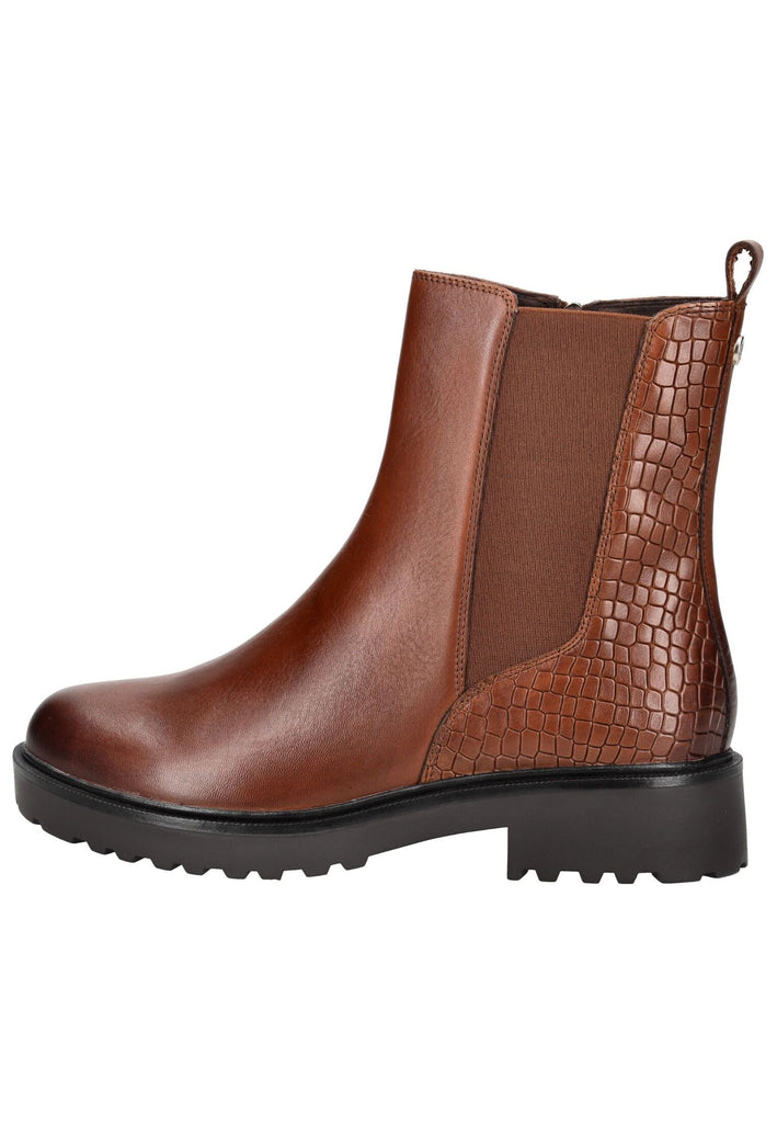 Stiefeletten Caprice Stiefelette Leder/Textil Cognac Warmfutter