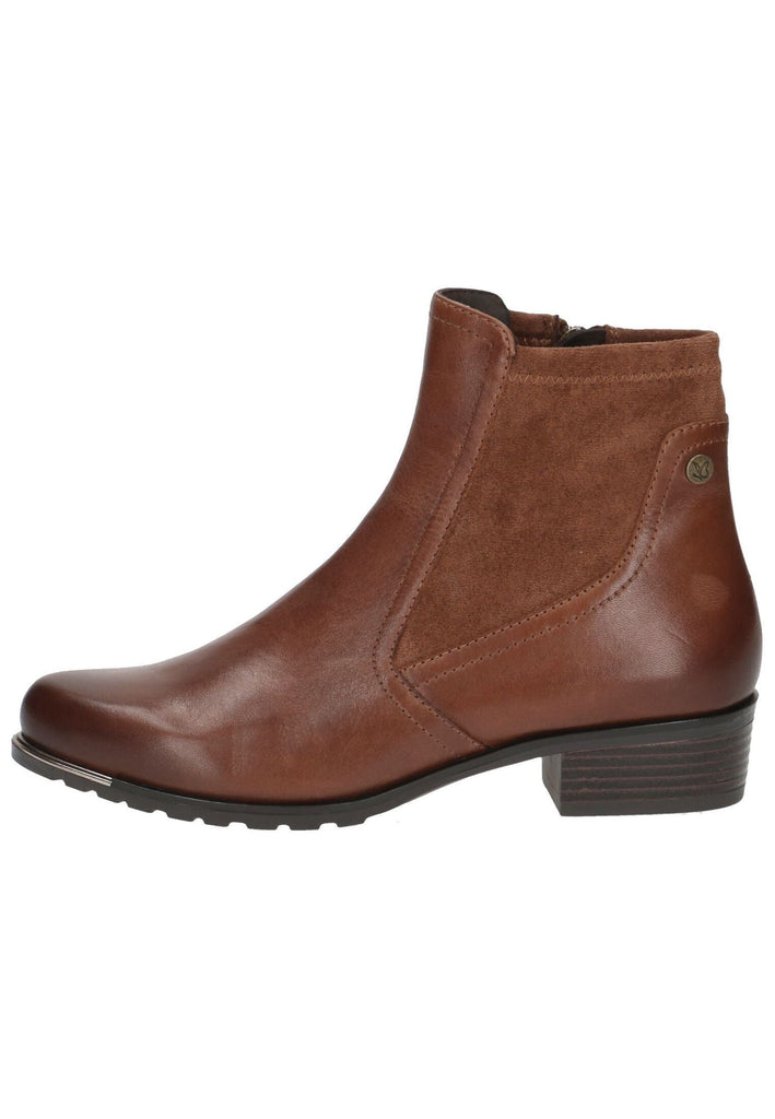 Stiefeletten Caprice Stiefelette Leder/Textil Cognac Warmfutter