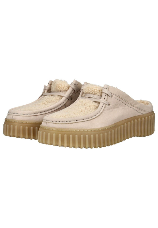Clarks Pantoletten Leder Sand Warmfutter