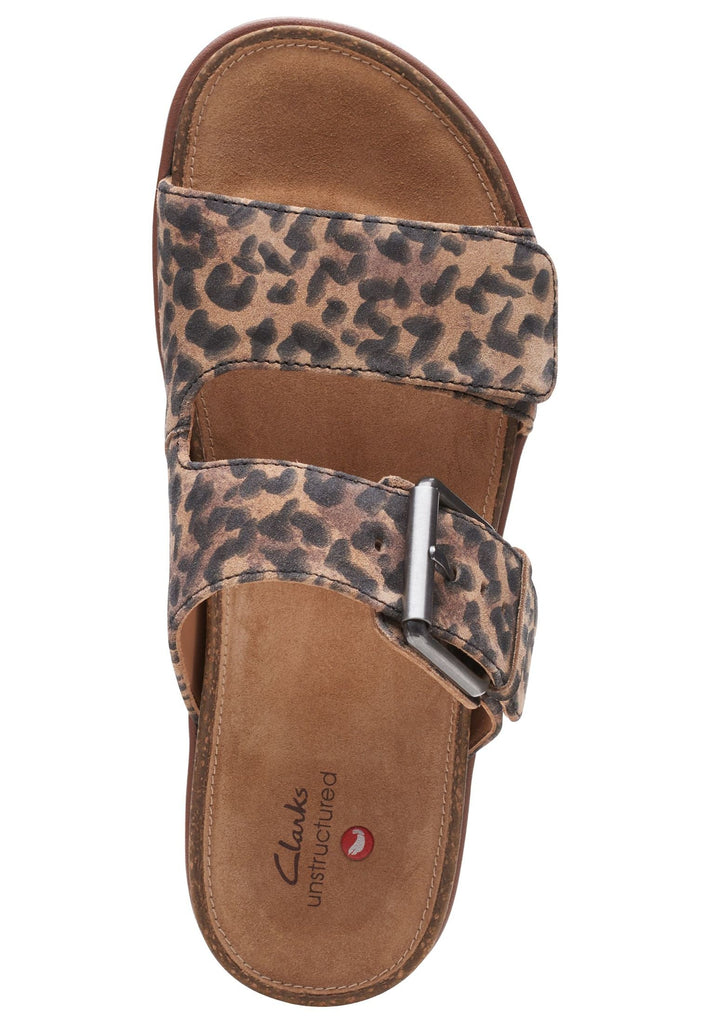 Clarks Pantoletten Veloursleder Leopard