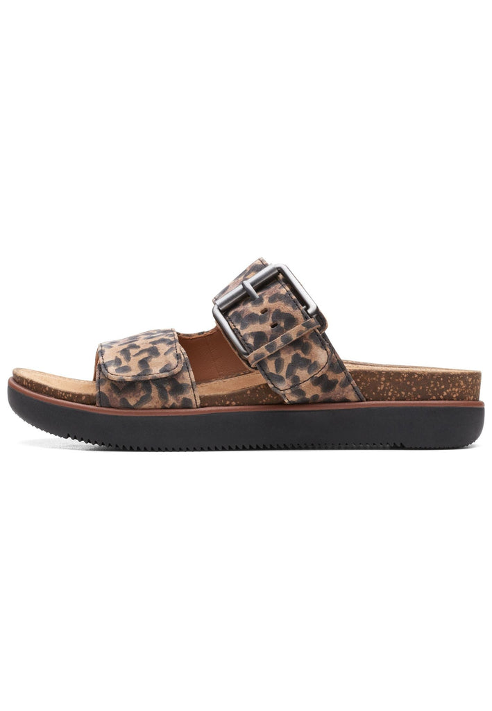 Clarks Pantoletten Veloursleder Leopard