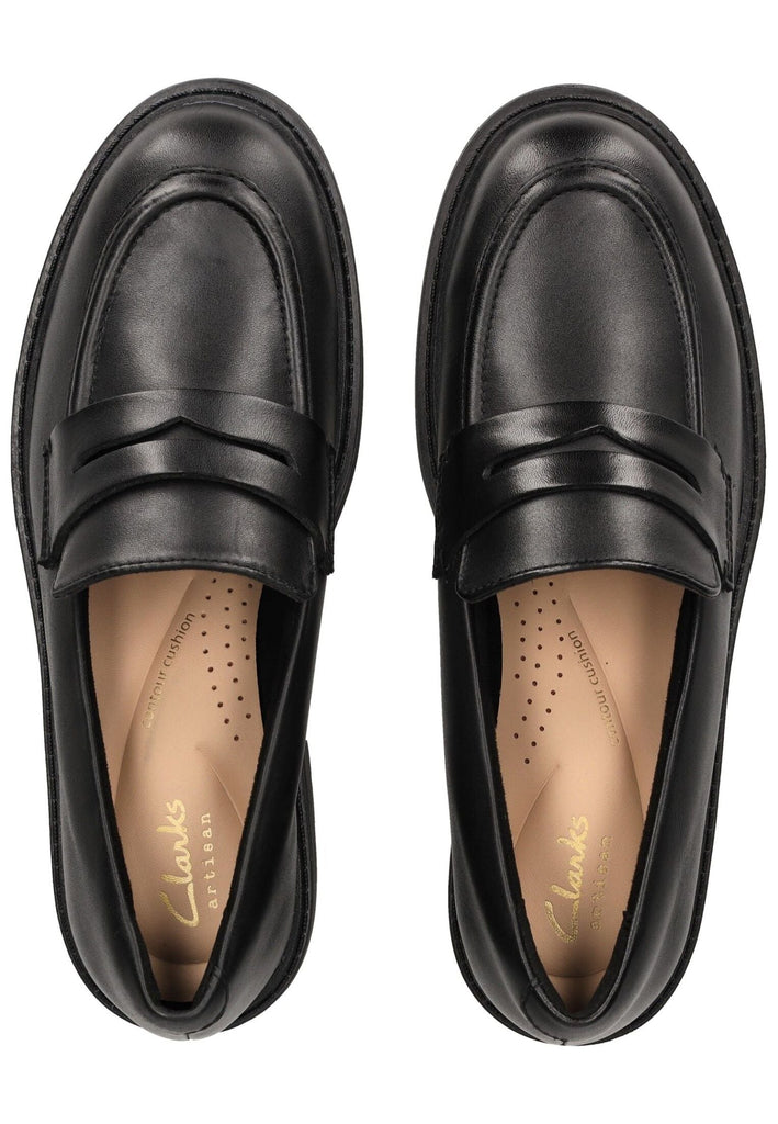 Clarks Slipper Leder Schwarz