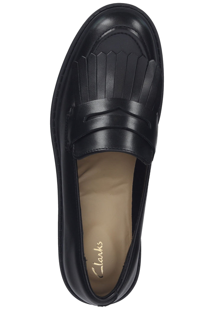 Clarks Slipper Leder Schwarz