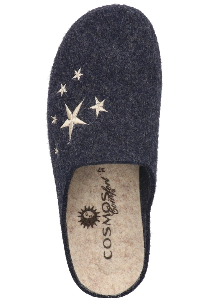 Cosmos Comfort Hausschuhe Wolle Navy