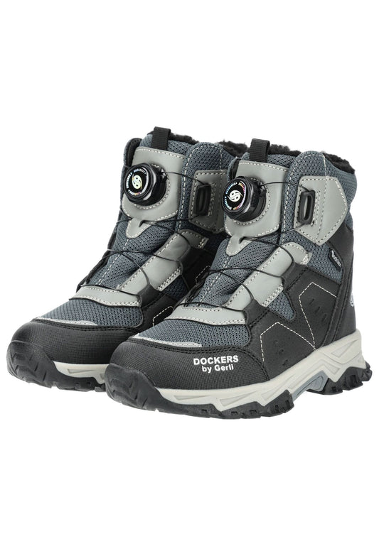 Dockers Stiefel Lederimitat Schwarz/Grau Warmfutter