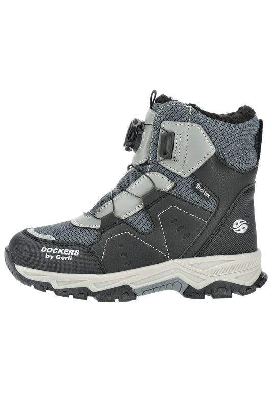 Dockers Stiefel Lederimitat Schwarz/Grau Warmfutter