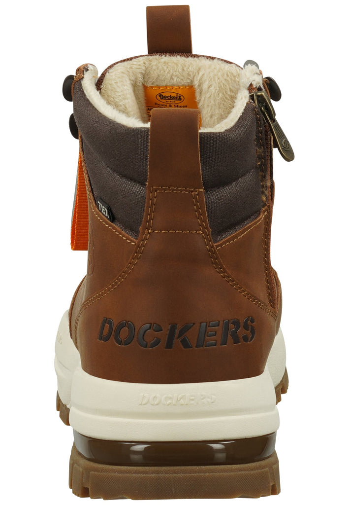 Dockers Stiefelette Lederimitat Cognac Warmfutter