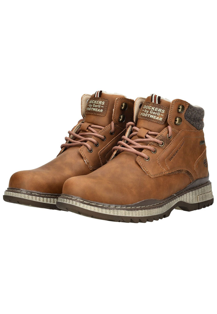 Dockers Stiefelette Lederimitat Cognac Warmfutter