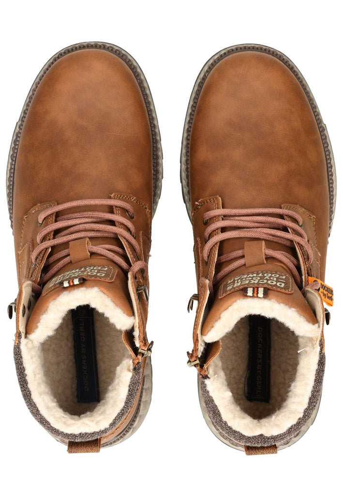 Dockers Stiefelette Lederimitat Cognac Warmfutter