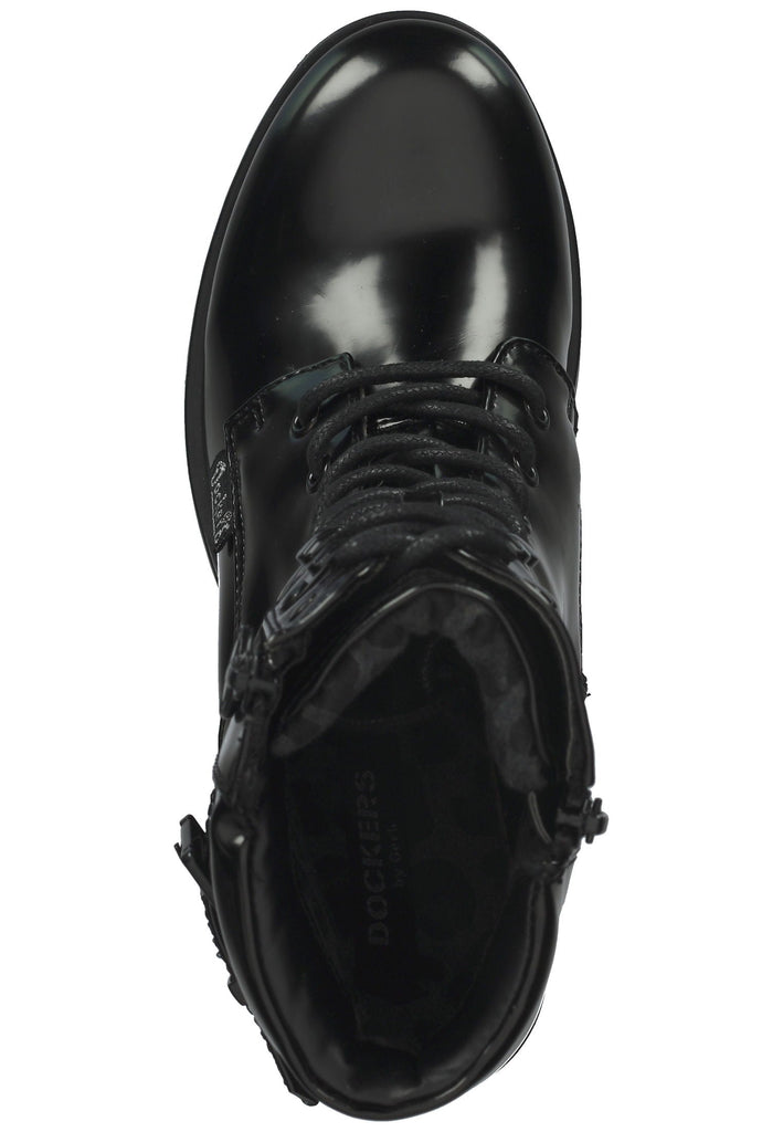 Dockers Stiefelette Lederimitat Schwarz Lack