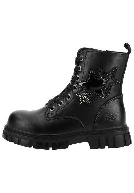 Dockers Stiefelette Lederimitat Schwarz/Silber Warmfutter