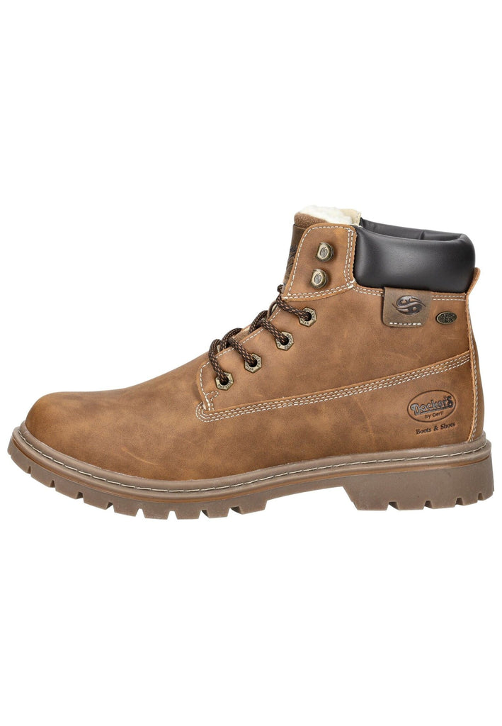 Stiefeletten Dockers Stiefelette Lederimitat Cognac Warmfutter