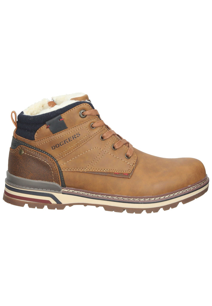 Stiefeletten Dockers Stiefelette Lederimitat Cognac Warmfutter