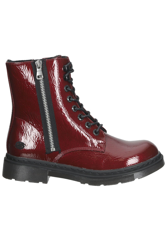 Stiefeletten Dockers Stiefelette Lederimitat Rot Lack Warmfutter