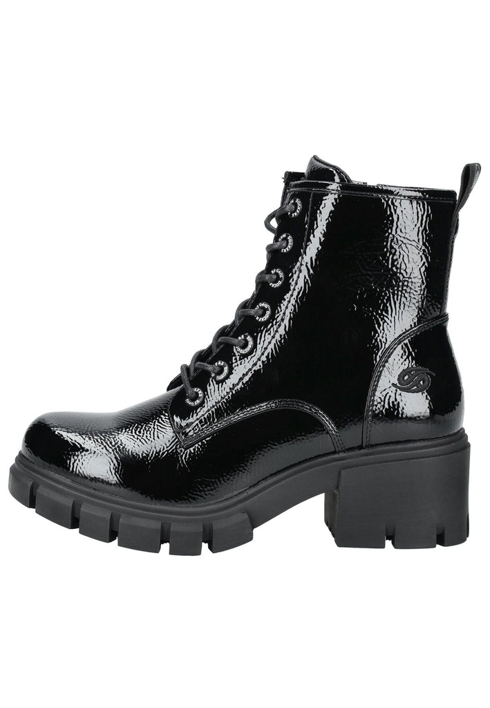 Stiefeletten Dockers Stiefelette Lederimitat Schwarz Lack Warmfutter