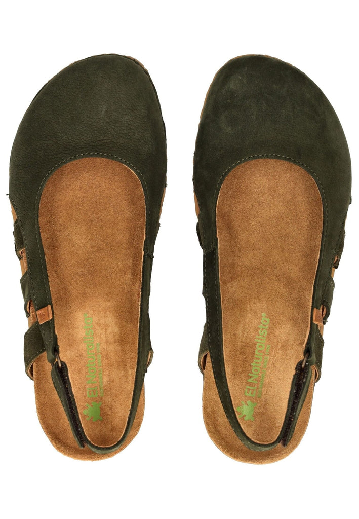 El Naturalista Ballerinas Nubukleder Dunkelgrün