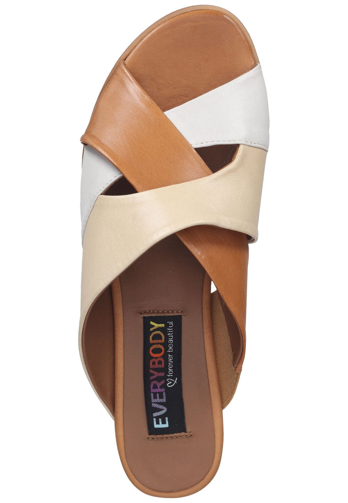Everybody Pantoletten Leder Weiß/Braun